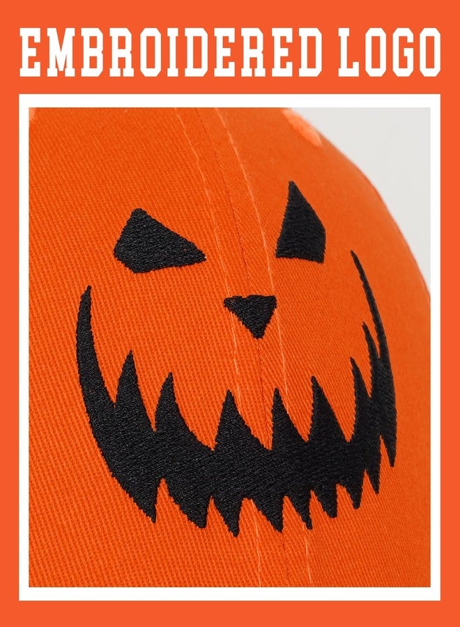 singwe Halloween Hat Pumpkin Hat Horror Baseball Cap Scary Pumpkin Face Funny Hats Orange for Men Women Embroidered Dad Hat - Image 2